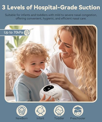 Electric Nasal Aspirator for Babies and Toddlers | Baby Nose Sucker with 3 Suction Levels | Easy-to-Clean Nose Aspirator for Babies | Portable Booger Sucker - Image 4