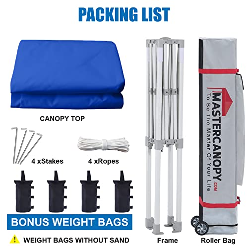 Image of MASTERCANOPY 5x5 Heavy Duty Pop Up Canopy Tent with Roller Bag(Blue)