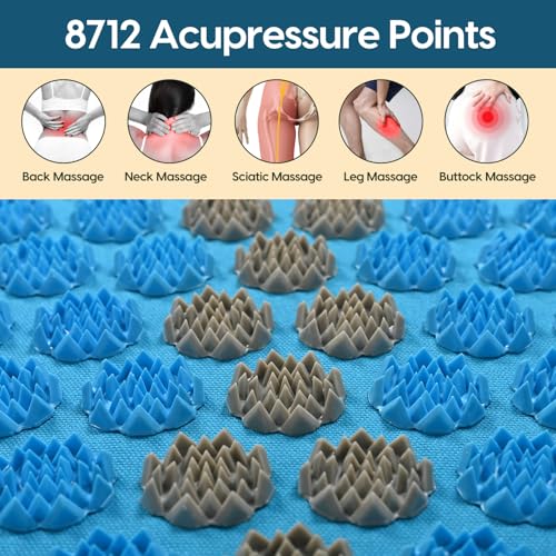 Image of Wiselife Acupressure Mat and Pillow Set with Bag - Large 71x44 cm Spike Acupressure Mat for Back & Neck Pain Relief, Muscle Relaxation, Stress Relief & Sciatica Support (Light Blue)
