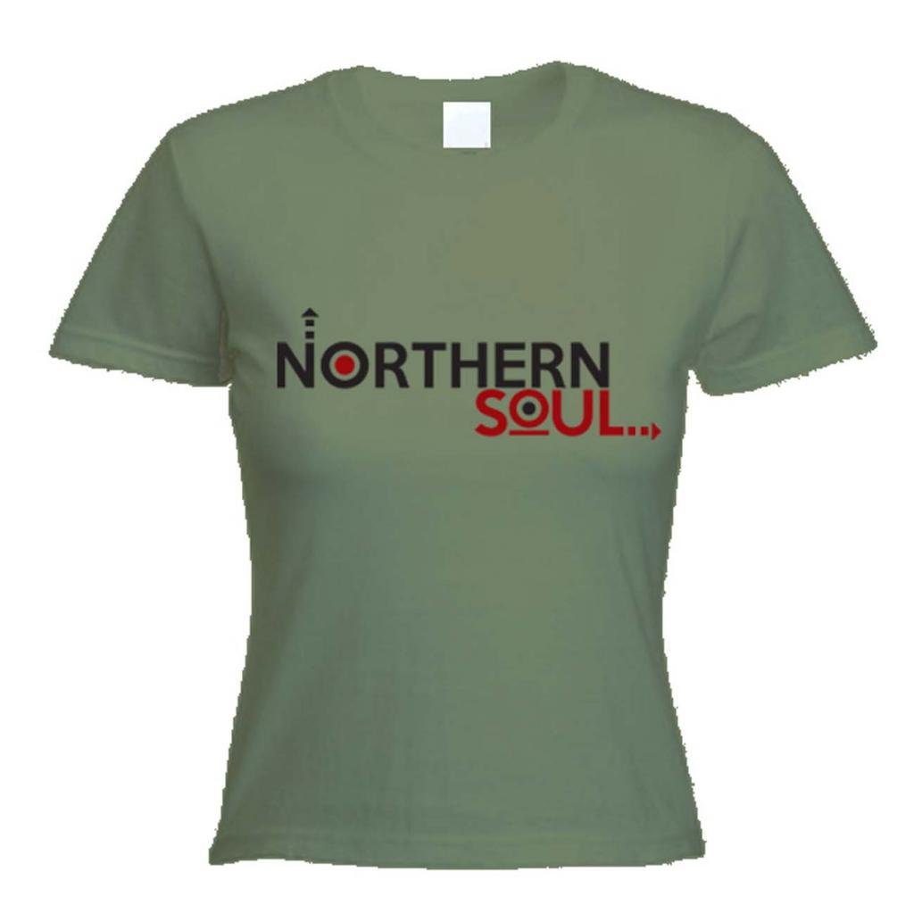 Tribal T-Shirts Womens Northern Soul Logo T-Shirt (Medium (Dress Size 12), Khaki)