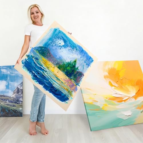 Aodaer 4 Pack Wood Panels 36 x 36 Inch Wooden Panels Canvas Unfinished Craft Wood Boards Panel for Art Crafts Acrylic and Oil Painting Pouring DIY Projects by Aodaer - Image 7