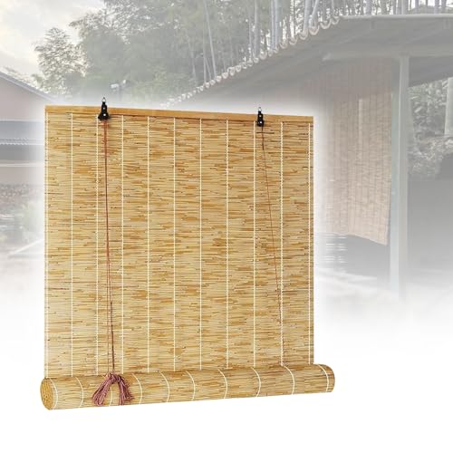 Cortinas de caña Natural de 40, 60, 80, 100, 120, 140, 160 y 180 cm, persianas de bambú enrollables para Patio, persianas de bambú para Interiores, Cocina, Ventanas, Puerta, balcón