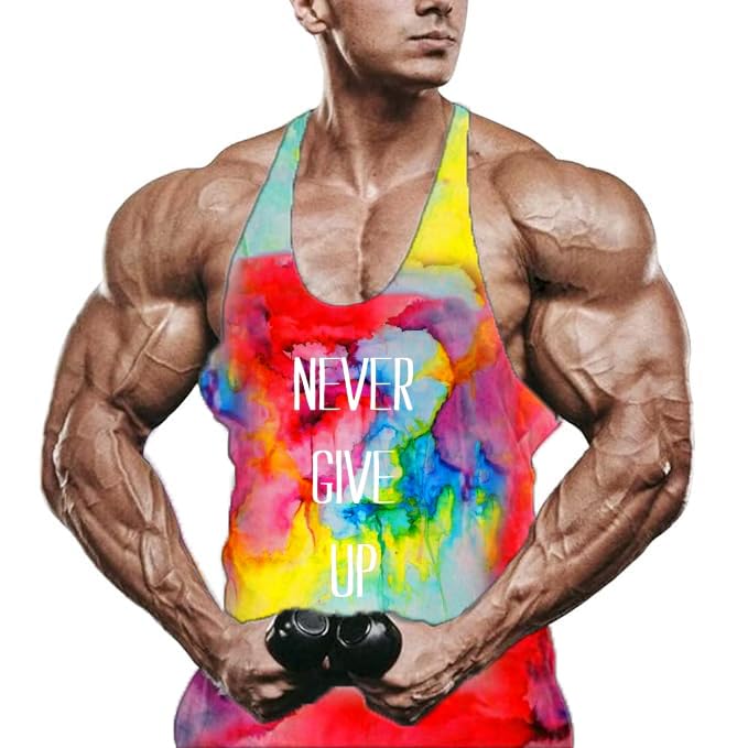 THE BLAZZE Men's Stylish Digital Printed Tank Tops Muscle Gym Bodybuilding Vest Fitness Workout Train Stringers L761