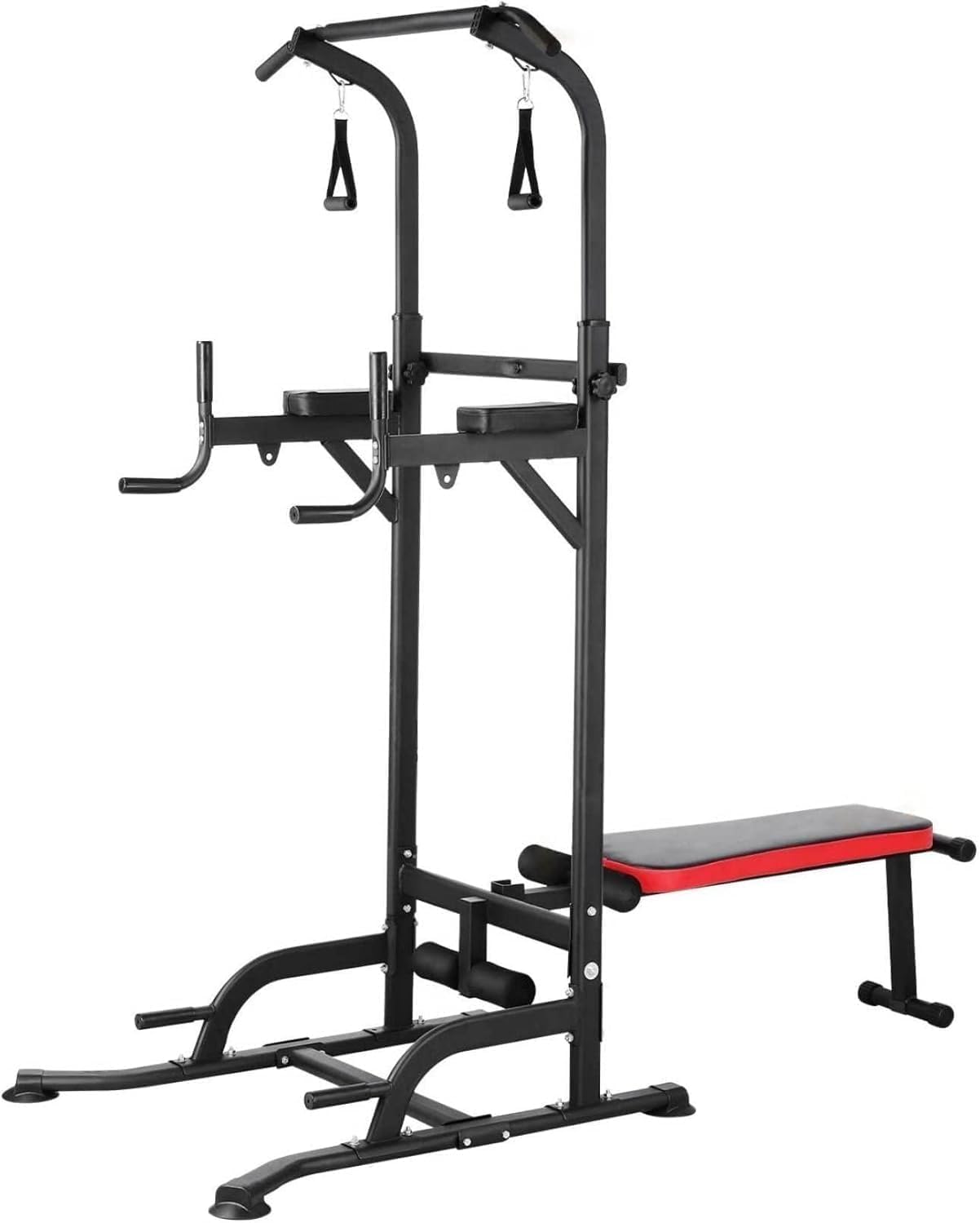 Power Tower Multifunctional with Folding Weight Bench Dip Station Pull-Up Bar Strength Training Full Body Training Home Fitness Includes Training Bands Load Capacity up to 200 kg