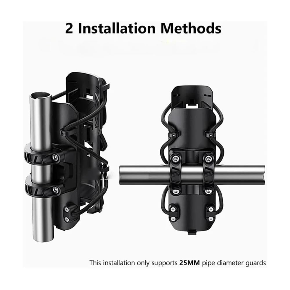 Becherhalter Motorrad 1 Stücke Universal Motorrad Getränkehalter 25mm Schutzstoßstange Wasserflaschenhalter 360 ° Drehung Erweiterbares Design Moto Zubehör