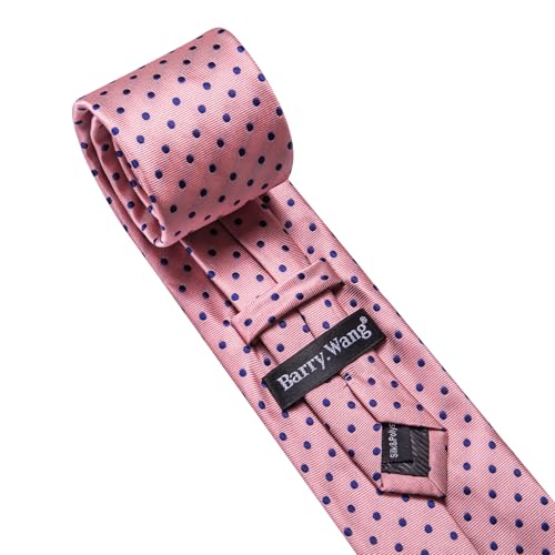 Image of Barry.Wang Ties for Men Silk Tie Sets Polka Dot Woven Necktie Pocket Square Cufflinks Business Wedding