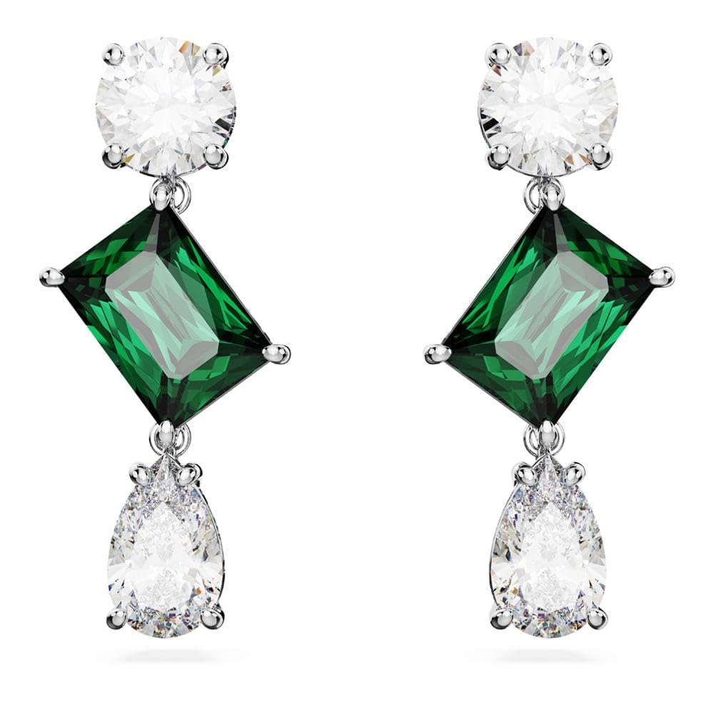 �️Swarovski Mesmera Drop Earrings, Green and Clear Mixed-Cut Stones in a Rhodium Finished Setting, Part of the Swarovski — fashion deal