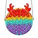 Sac à main pop pour filles, Rainbow Pop Fidget It Sac à bandoulière pour parent-enfant, fournitures scolaires quotidiennes, sac à dos pop pour soulager le stress à l'épaule pour femme (élan)