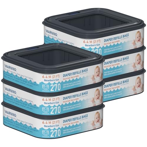 Image of Standard Square Refills Disposal Bags Refill Compatible with Diaper Genie Classic, Compact and Select Pails, Hold Up to 270 Newborn-Sized Diapers Per Refill, Pack of 6
