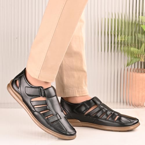 Image of Centrino Men's Fisherman Sandals | Stylish Closed-Toe Design | Soft Cushioned Footbed | Genuine-Look Upper | Comfortable for Daily & Outdoor Wear (9489)