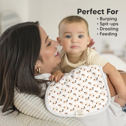 Image of Organic Burp Cloths Baby Boy & Girl - 5-Pack Super Absorbent Cotton Burping Cloths for Babies, Soft & Plush Newborn Spit Up Rags, Infant Towels for Milk Spit Up, Unisex, Large 21 inch x 10 inch (Fall Spores)