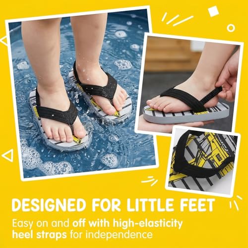 Image of Boys Girls Strap Flip Flops Sandals Cute Cartoon Unicorn Shark Toddler Flip Flop Kids Pool Beach Flat Slide Summer Water Shoes