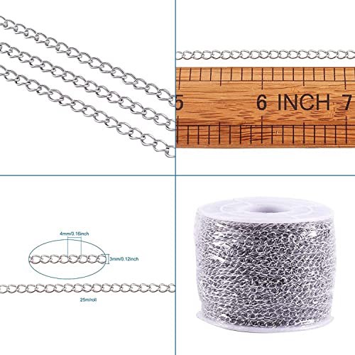 Image of Jasol Jewelry Making Chain 4MM Silver Curb Link Chain for Jewelry Making Necklace Earring Findings Accessories Pack of 5 Meter (Silver)