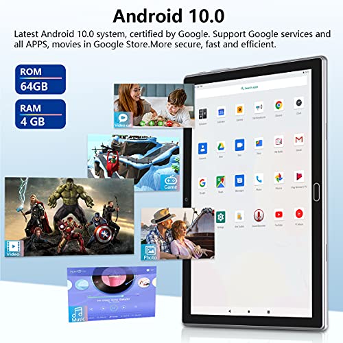 Tablet 10.1'' Android 11 Tablet 2023 Latest Update 4G Phone Tablet 64Gb + 4Gb Storage Octa-Core Processor, 13Mp Camera, Dual Sim Card Slot, 128Gb Expand Support, Gps, Wifi, Bluetooth, 1080P Hd (Gray) #TOP5