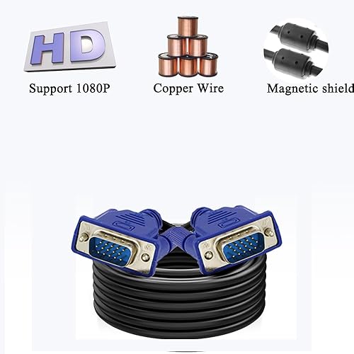 Miniatura 3 de VGA, VGA-VGA estándar de 15 pines VGA macho a VGA macho, 4.8 pies (3+5)
