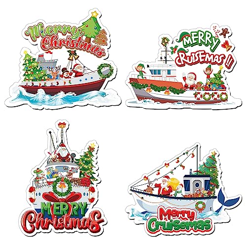Image of Kanayu 4 Pcs Christmas Cruise Door Magnets Decorations Magnetic Cruise Ship