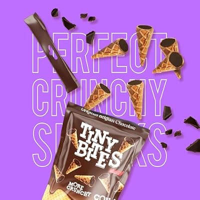 Tiny Bites Crispy Mini Waffle Cones - Premium Belgian Chocolate Treats, 4.24 oz Bag (Pack of 2) - Dark Chocolate