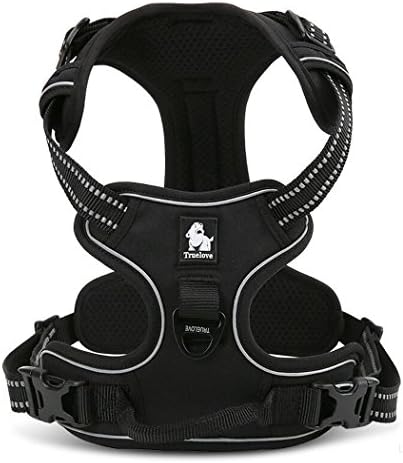 Vivi Bear Durable Dogs Harness Vest with 3M Safety Reflective Stripes Vest Adjustable Padded with Dog Leads Ring, SLarge/Medium/Small Dog Harness, 5 Sizes (L: 27-32 inches(69-81cm), Black)