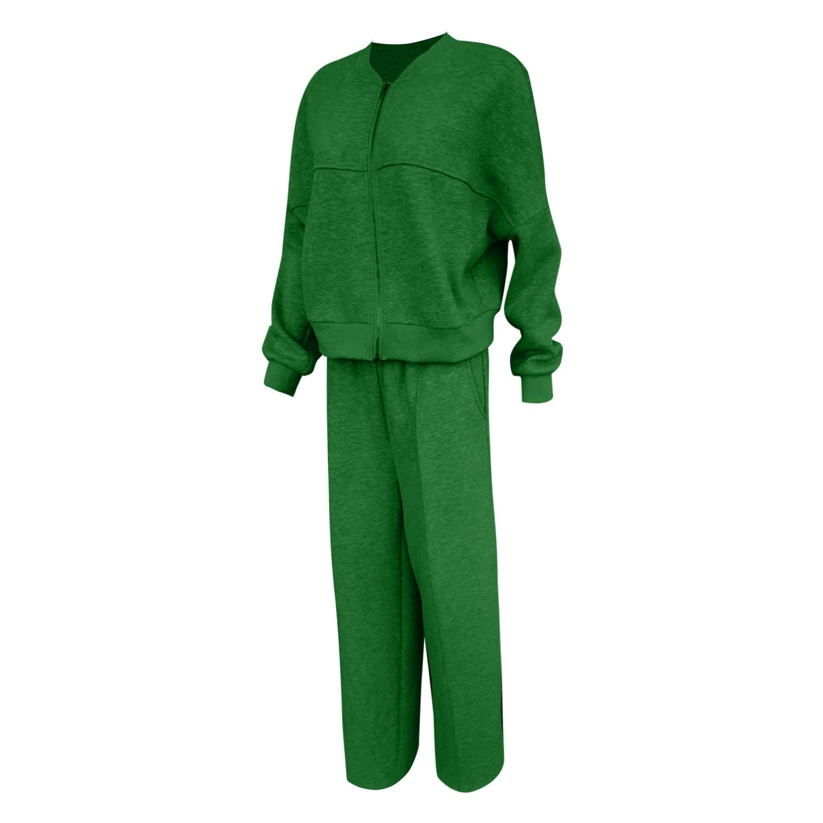 Survêtement de loisirs pour femme - Veste de jogging douillette - Avec fermeture éclair - Manches longues - Couleur unie - Printemps - Tenue de loisirs - Ensemble de loisirs - Tenue de maison