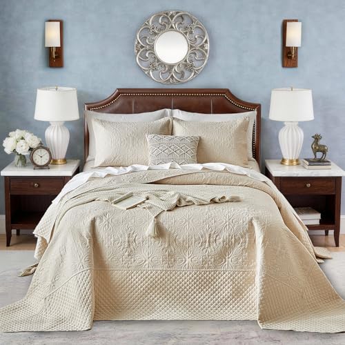 Oversized Quilt Set - 3 Pieces Oversize Bedspread Coverlet Set Shabby Chic Farmhouse Soft Bedding...