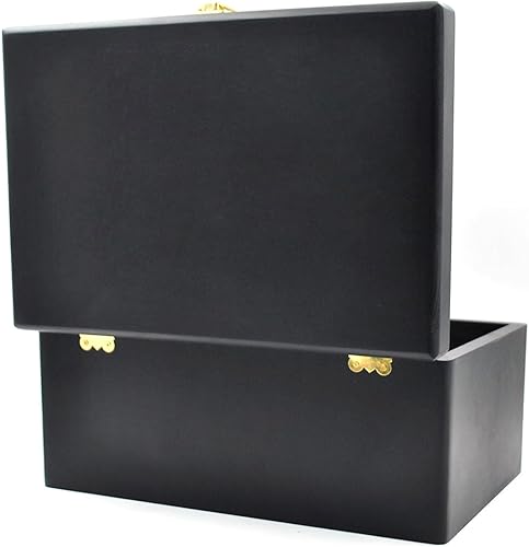 Miniatura 6 de Caja de almacenamiento grande de madera de 11.8 x 7.8 x 5.5 pulgadas con tapa con bisagras, color negro para zapatos, ropa, cocina, baúl de recuerdo
