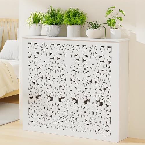 Stylish Modern Radiator Cover Cabinet Shelf - Durable Heating Cover for Home & Living Room, Strong Load-Bearing Capacity, White, 90x100x20cm (35x39x8in)