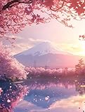 Diamond Painting Monte Fuji Diamond Painting Adultos, Pintura Diamante Japón Pintura de Diamantes 5D DIY Bordado Punto de Cruz para Adultos para Decoracion Hogar, Regalos para Mujer 40x55cm -2502y30