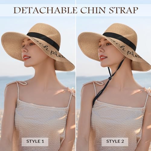 Image of Beach Sun Hats for Women, Straw Hat for Women, Womens Sun Hat UPF 50+ UV Protection, Summer Hats Packable Foldable