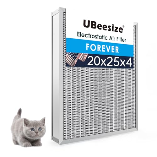 Image of UBeesize 20x25x4 Reusable Electrostatic Air Filter HVAC AC Furnace Filter,Washable, Lasts a Lifetime,Permanent Filter,for Honeywell FC100A1037, Lennox X6673, and More(Actual Size:19.37x24.37x3.58Inch)