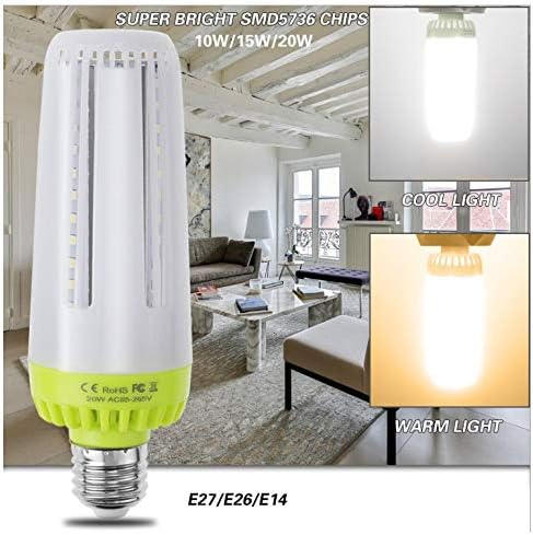 2Pack LED Corn Light Bulb, 20W, E26 Socket, 3000K Warm White, 200W Equivalent, 2000 Lumen, LED Bulb for Indoor Outdoor Garage Factory Warehouse Backyard Garden (3000K-Warm White)