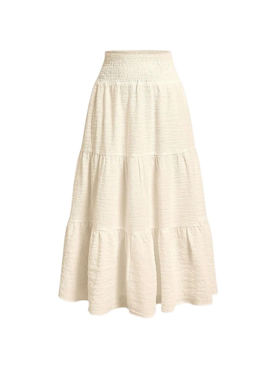 High-Waist Ruffled Hem Long Skirt Womens Basic Versatile Trendy Skirt