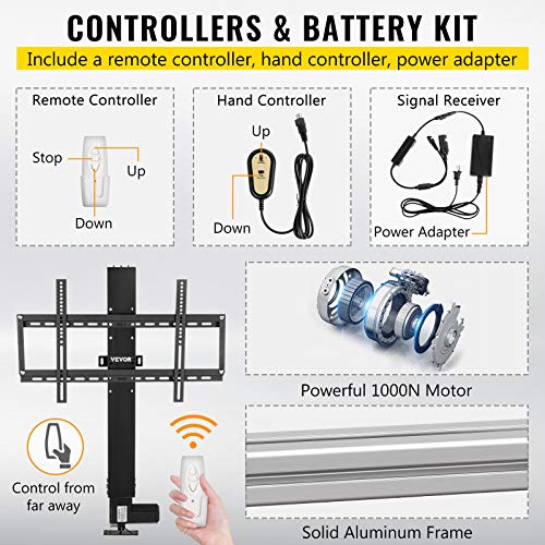 Vevor Motorized Tv Lift Stroke Length 20 Inches Motorized Tv Mount Fit For 28-32 Inch Tv Lift With Remote Control Height Adjustable 30-50 Inch,Load Capacity 132 Lbs #TOP4