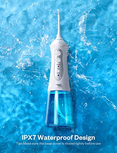 Water-Flosser-Cordless-Portable-Teeth-Cleaner-with-3-Modes-4-Jets-300ML-Water-Tank-IPX7-Waterproof-Powerful-Cleaning-Rechargeable-Dental-Oral-Irrigator-for-Travel-Home-Braces