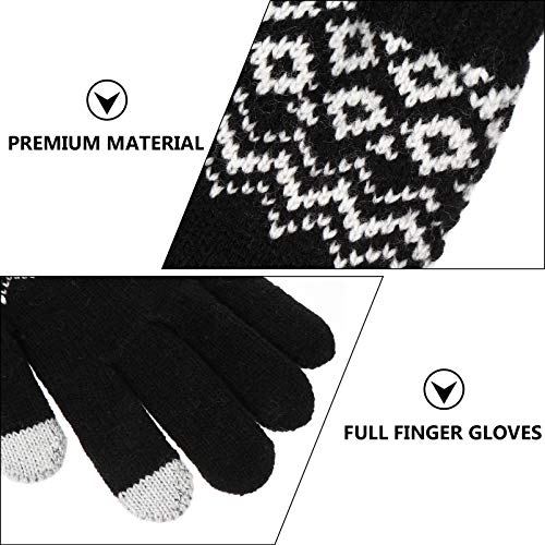 ULTECHNOVO Luvas de Inverno Unissex Com Tela de Toque Luvas Tricotadas Quentes Luvas Antiderrapantes