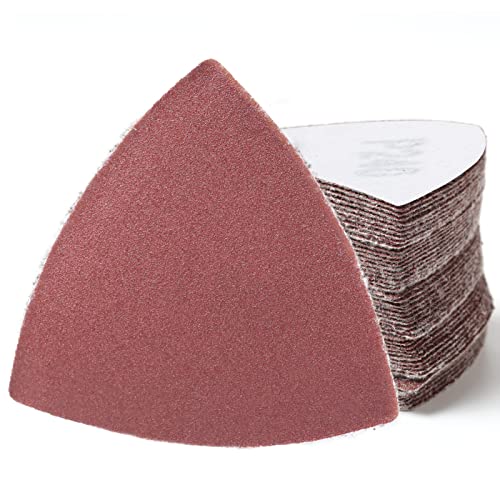 Airic 100Pcs 3-1/8In Triangular Sanding Padpapers 240 Grits 80Mm Hook & Loop Oscillating Tool Sandpaper, Fit 3-1/8 Inch Triangle Oscillating Multitool Sanding Pad, 80Mm240 #TOP22