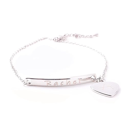 Personalized Heart Anklet - 16K Gold, Silver, Rose Gold Plated Anklet with Dainty Name Bar, a Thoughtful Gift