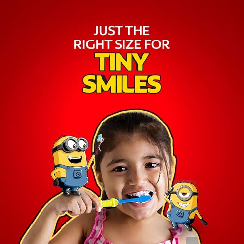 Image of Colgate Kids (2+ years) Minion Toothbrush, Extra Soft with Tongue Cleaner - 1 Pc