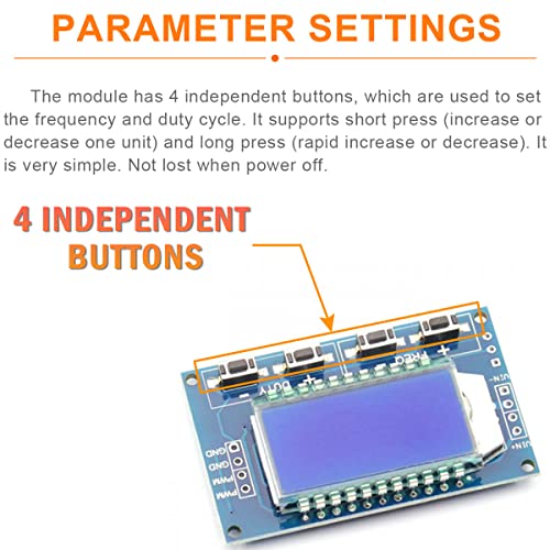 DAOKAI PWM Signalgenerator 1 Kanal Puls Frequenzgenerator Verstellbarer Duty Zyklus,mit LCD Bildschirm 1Hz-150Khz 3.3V-30V PWM Generator Board Waveform Generator(2 Stück)
