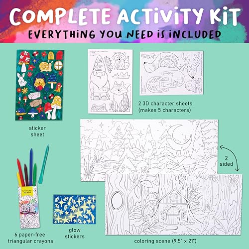 Wonder Worlds kit coloriage 3D forêt enchantée, cadeau anniversaire original 4-8 ans
