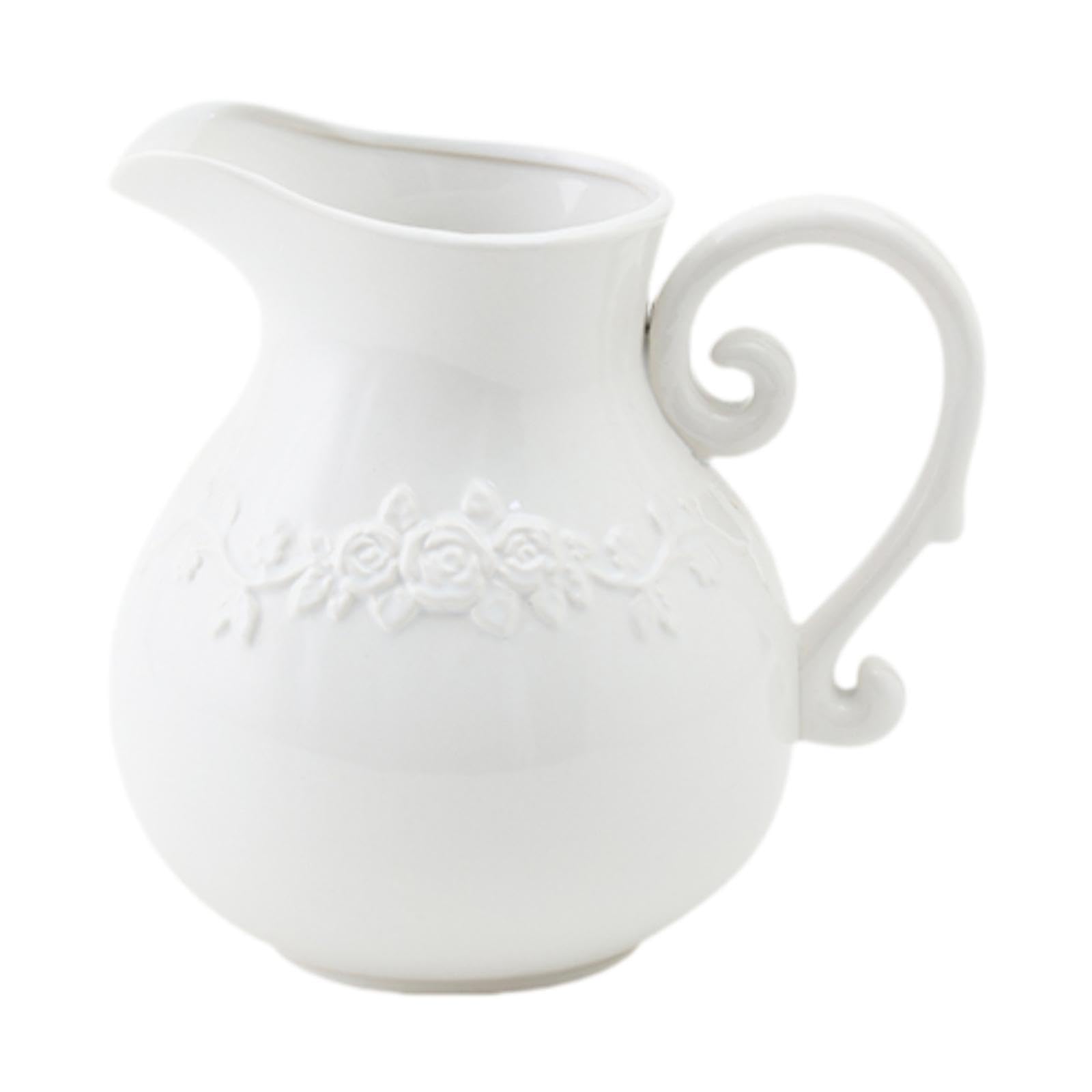 Vase à Fleurs En Céramique Blanche, Vase Décoratif, Pichet Vase Fleurs Séchées Vase Porcelaine, Vase Décoration de Table, Vase En Porcelaine, pour Maison Chambre Décor de Mariage, Styles courts
