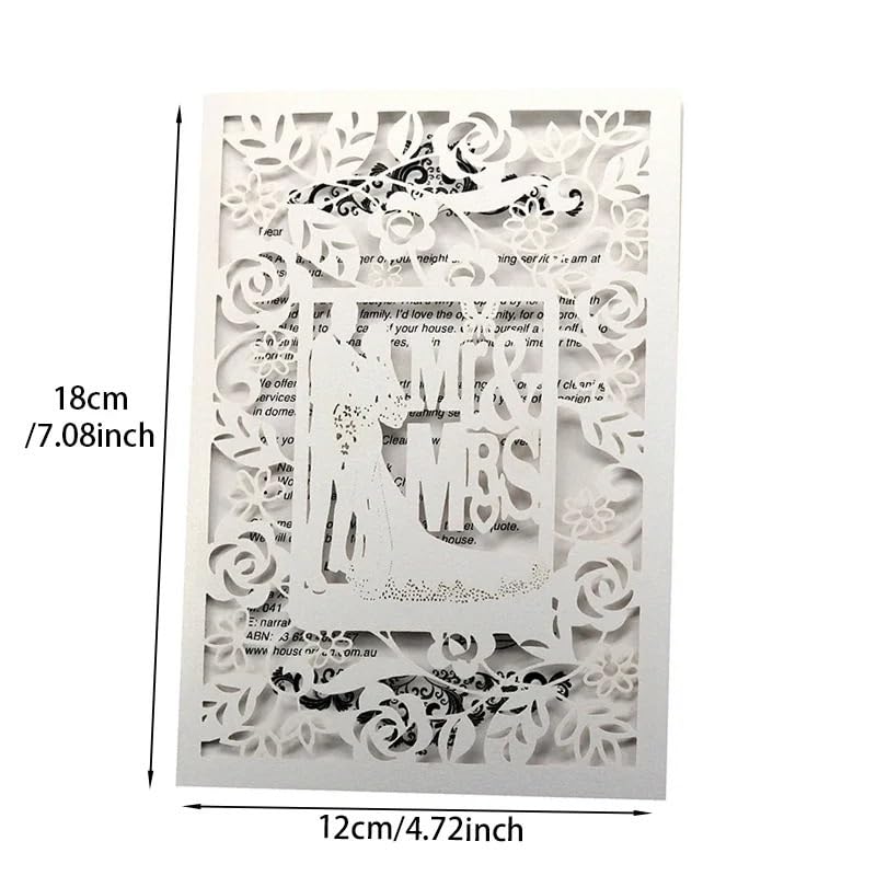Hochzeitskarte 10 stücke Hochzeitseinladungen Elegante Braut und Bräutigam Einladungskarten for Hochzeit Mariage Party Favor Dekoration Hochzeitskarten(White Set)