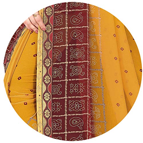 Image of MIRCHI FASHION Women Saree Georgette Traditional Bandhani | Ethnic Printed Sari for Social Gatherings with Unstitched Blouse Piece