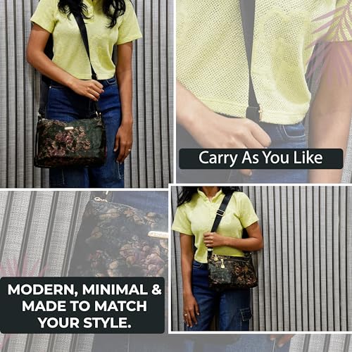 Image of Storite PU Leather Sling Bag, Crossbody Bag with Multi-Compartment for Women and Girls With Adjustable Shoulder Strap - (Green, 28.5x18x11 cm)