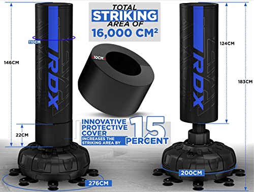 Image of RDX XXL 330LBS Freestanding Punching Bag with Cover & Gloves - 72 inch Adult Heavy Pedestal Punch Bag Set - 17 Suction Cup 8 Extended Legs Stand Base - Kick Boxing MMA Home Gym Fitness