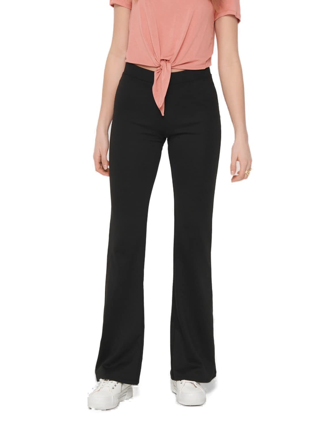 Only Women's ONLFEVER Stretch Flaired Pants JRS NOOS Pants, Black, S/34