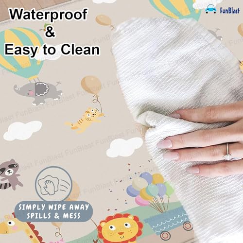 Image of FunBlast Waterproof Foldable Baby Floor Play Mat, Reversible XPE Foam Mat, Dual Size Printed Waterproof PlayMat, Floor PlayMat - Color & Print May Vary - (5.9x4.9 Feet with 1cm Thickness) (6S)