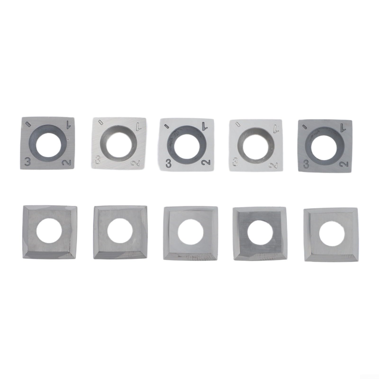 10 Stück 13,8 mm quadratische Hartmetall-Wendeplatten mit 4 Schneiden, R150 Radius für Holz-Drehmaschinen und Hobelmesser, HRA 92