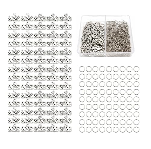 Ertar 50PCS 2027 Graduation Charms (Antique Silver-Mini)