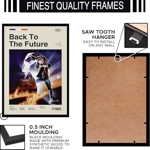Image of BLINKART Back To The Future Movie Poster Frame 12x18 Inch | Premium 300 GSM Paper Wall Print | Mid Century Vintage Film Artwork for Home, Bedroom, Living Room, Office | Framed Photo Decor