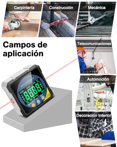 Miniatura 6 de Lytool Inclinómetro Digital Con Láser, Nivel Digital 4x90 Base Magnética Con Pantalla Lcd, Ip54 Buscador De Ángulo Transportador Para Carpintería, Construcción, Decoración, Bricolaje